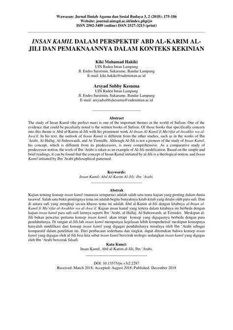 (PDF) Insan Kamil dalam Perspektif Syaikh Abd al .